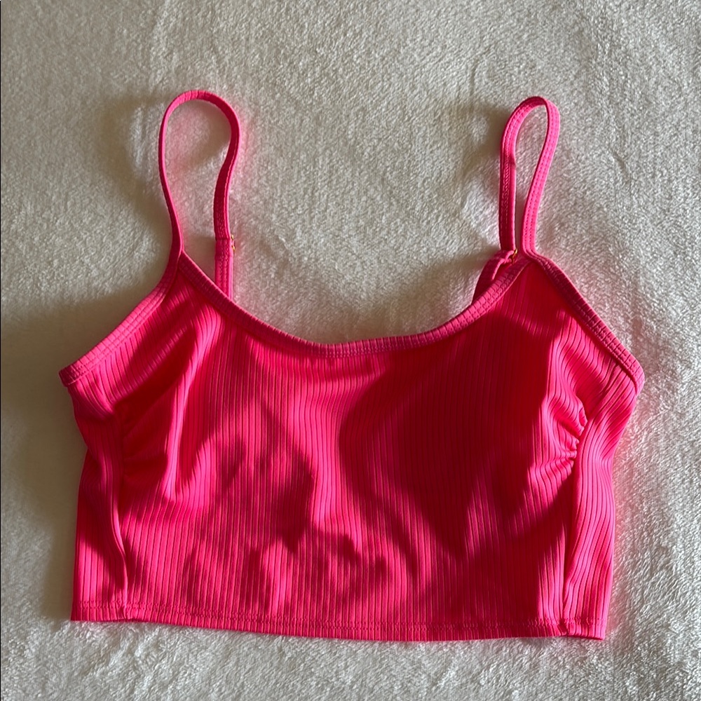 Wild Fable Pink Ribbed Swim Top
